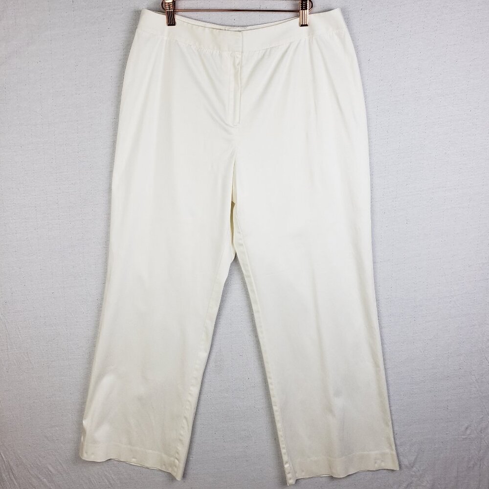 Lafayette 148 NY Cotton Trousers Pants White Stretch Straight Leg size 12